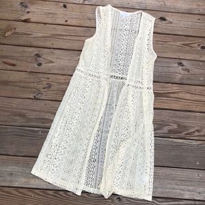 Charming Charlie Cream Lace Kimono Vest